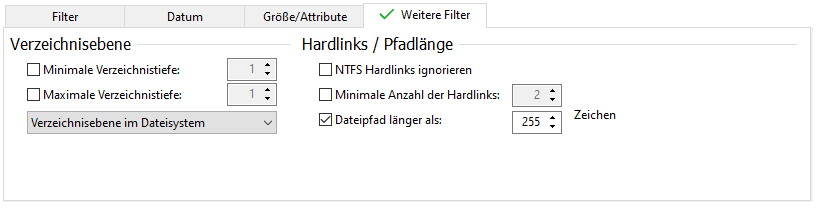 Benutzerdefinierte Suche nach langen Pfaden