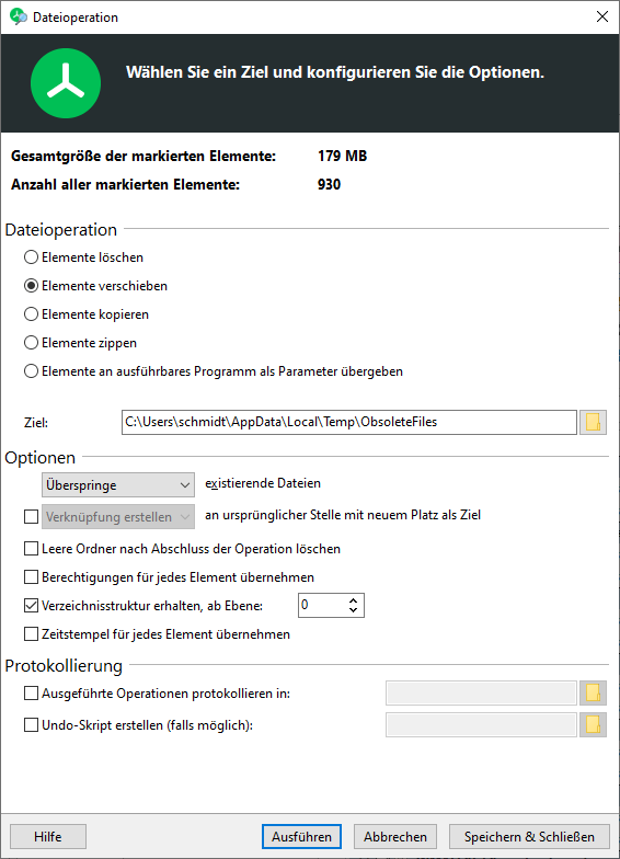 TreeSize Screenshot zeigt den Optionendialog